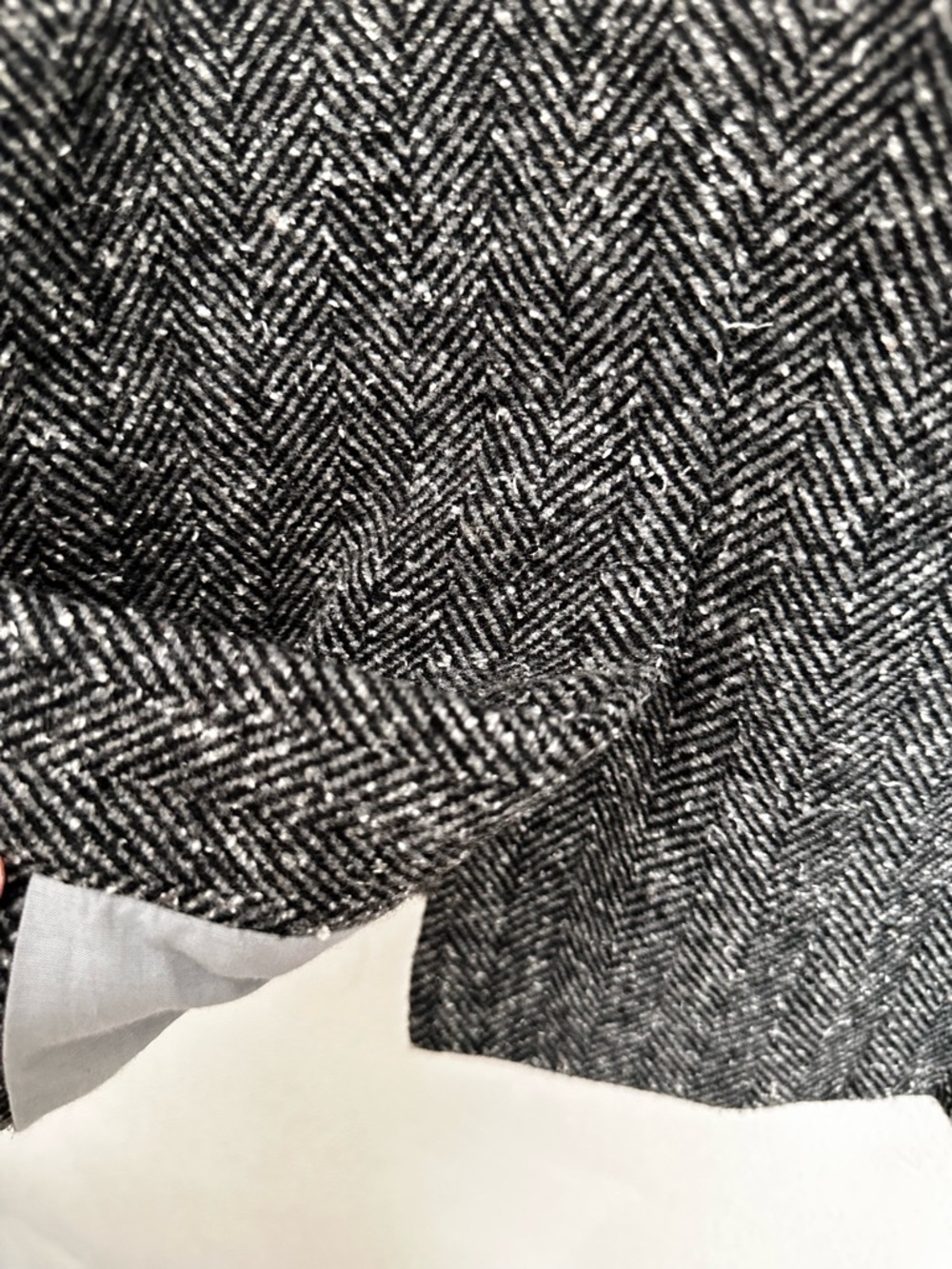 Zara Girls Black & White Herringbone Long Pea Coat Size 6 - Picture 6 of 7